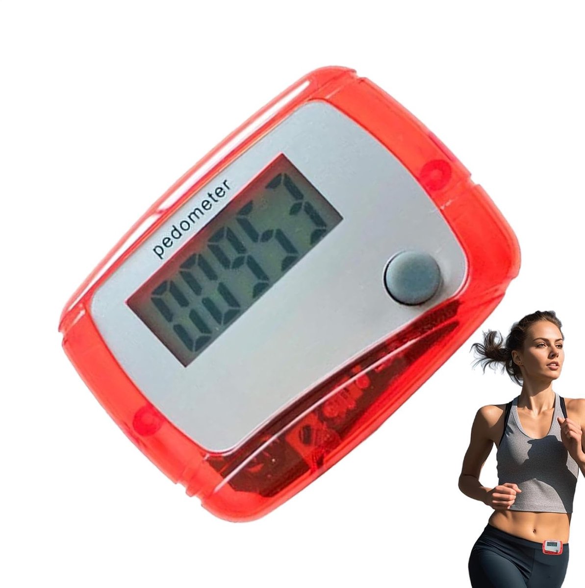 Set van 2 digitale stappentellers Geschikt voor fitness | Stappentellers Geschikt voor senioren, te gebruiken tijdens sporten, wandelen, hardlopen, training en andere activiteiten (rood)