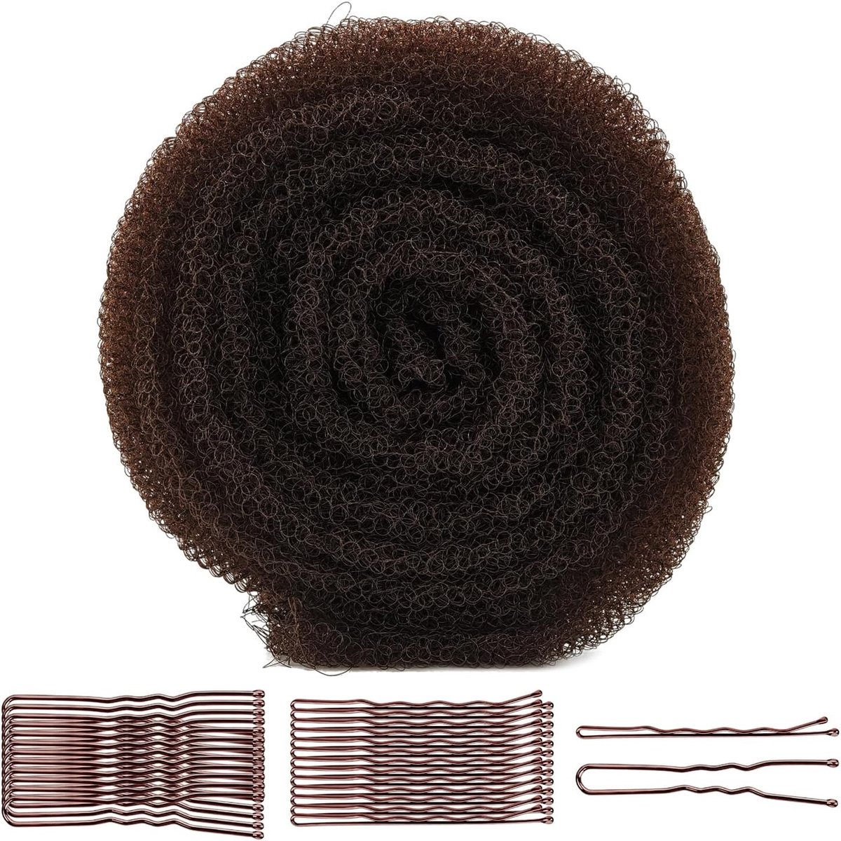 Spons voor het creëren van volume met 100 U-vormige pins en golfclips voor dames, donkerbruin haaraccessoires voor extra haarstijl en volume