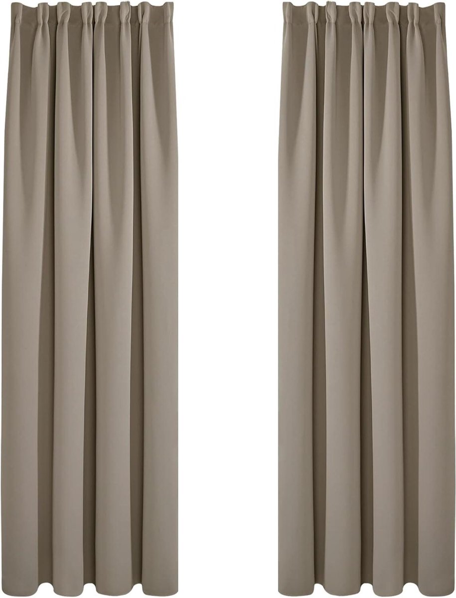 Verduisterende Gordijnen - Luxe Raambekleding - Slaapkamer Inrichten - Drievoudige Weeftechniek - 140x260 cm - Taupe