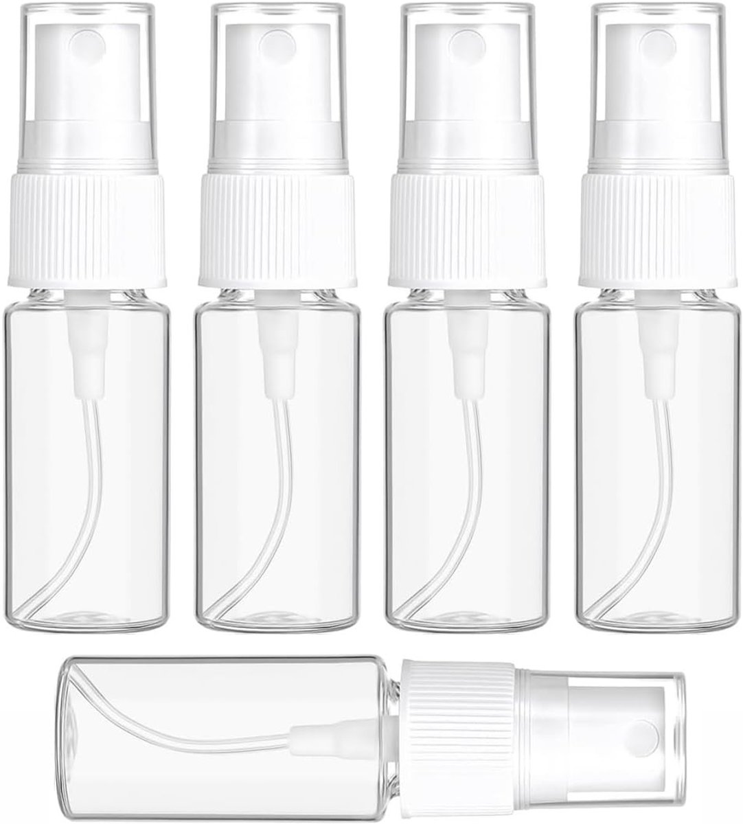 Lege navulbare spuitflessen 5 x 20 ml, transparant en lekvrij voor parfum, cosmetica en reizen