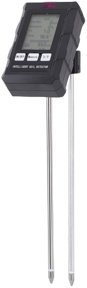 Bodemvochtmeter 6 in 1 - PH-meter, Temperatuur- en Vochtigheidsmeter met LCD-scherm voor Tuinieren en Landbouw, Ideaal voor Buitenplanten en Tuinonderhoud