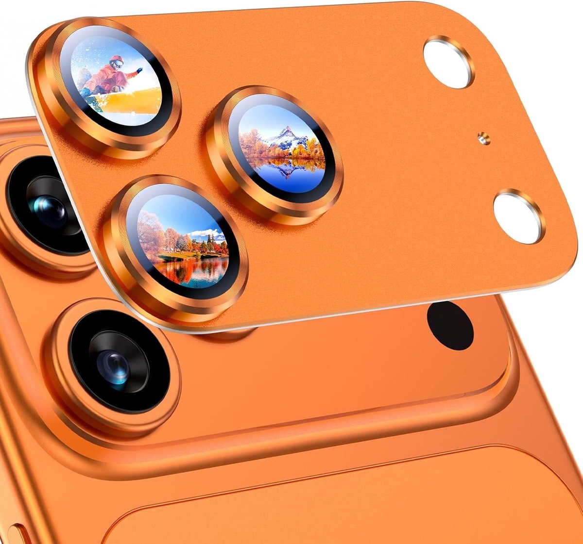 Camera Lens Screen Protector Oranje Geschikt voor iPhone 17 Pro Max Camera Lens Protector - Matte Metal Plate Full Coverage