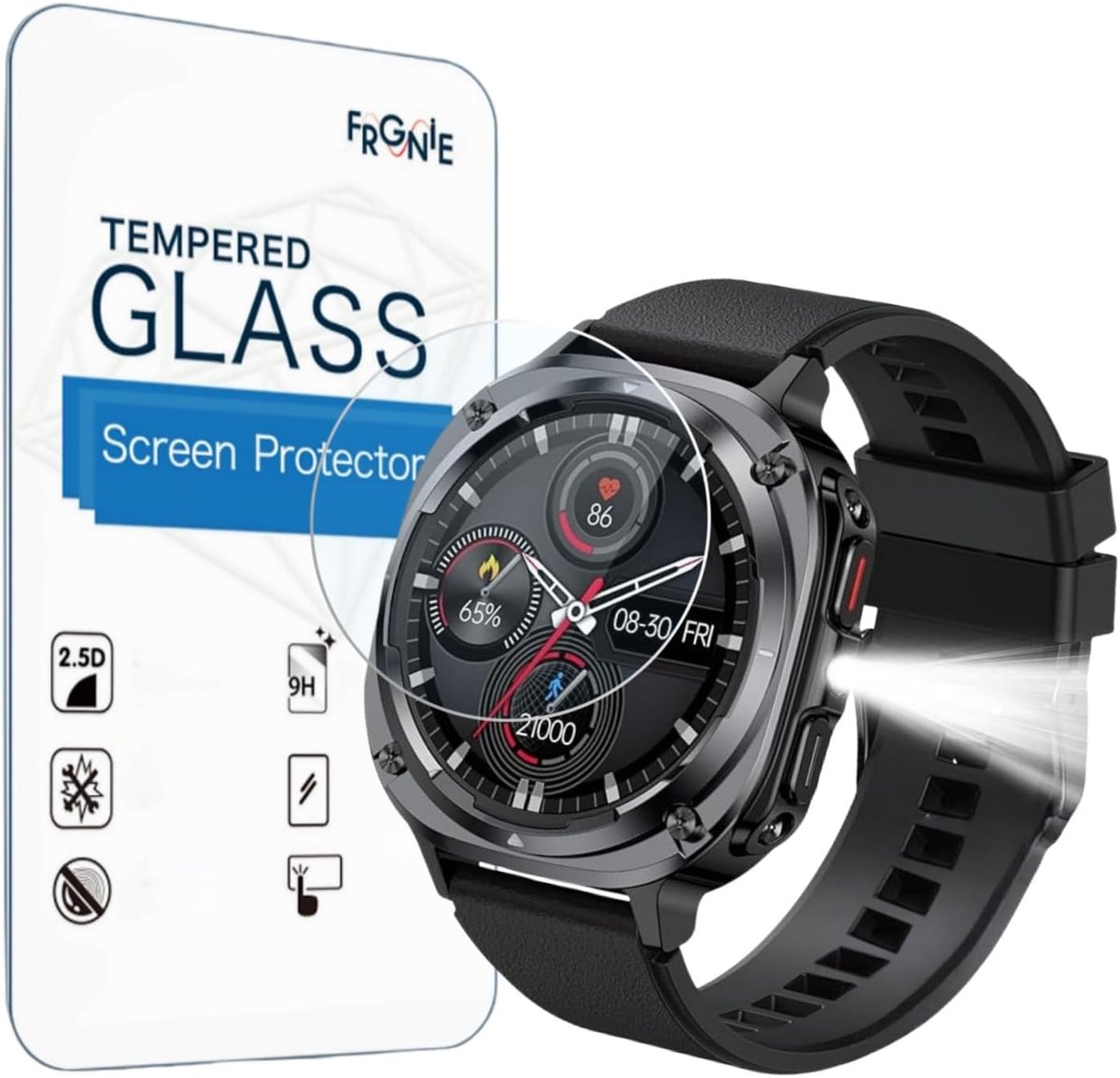 Beschermfolie compatibel met Qecnato Smartwatch 1,39 inch (3 stuks) glazen displaybeschermfolie compatibel met - ShopVlot