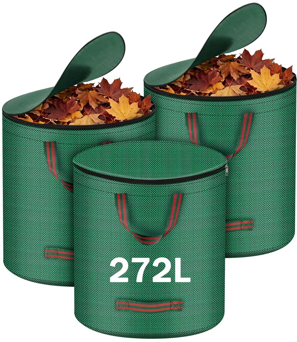 Tuinafvalzakken 272 liter - herbruikbare met deksel - scheurbestendig - ideaal voor tuinafval - ShopVlot
