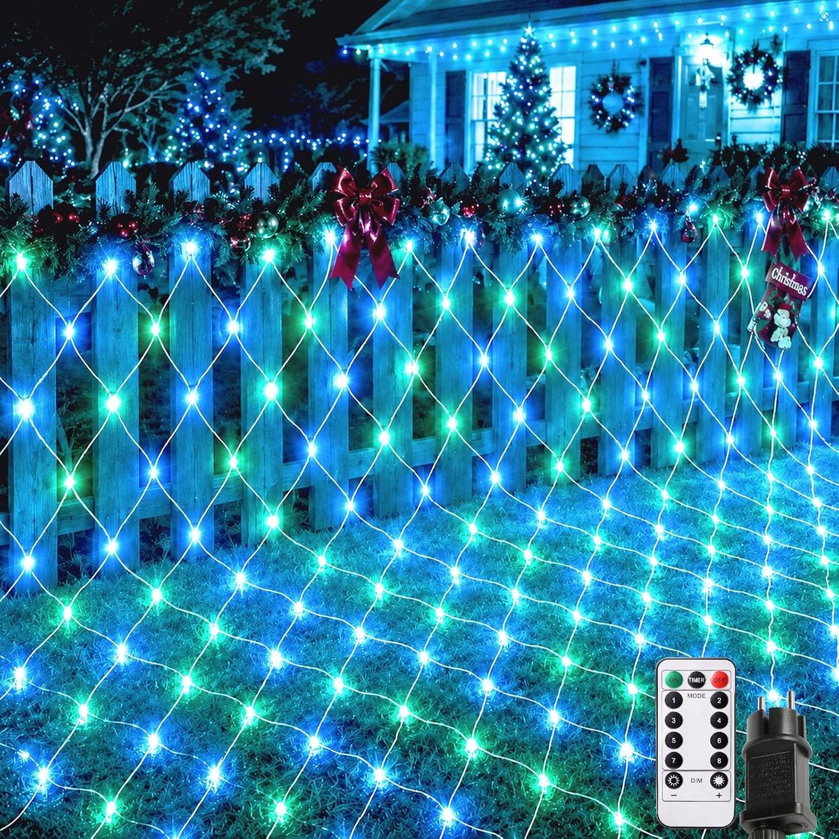 Kerst Netverlichting - Groen en Blauw - 3 x 2 m - Waterdicht en Dimbaar - Voor Binnen en Buiten