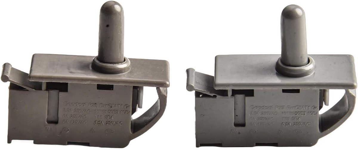 Lichtschakelaar voor Koelkastdeur 250V/125V 0.5A Normaal Gesloten Drukknop Vervanging voor Vriezer en Koelkast, Grijs, 2 Pack, Duurzaam en Betrouwbaar