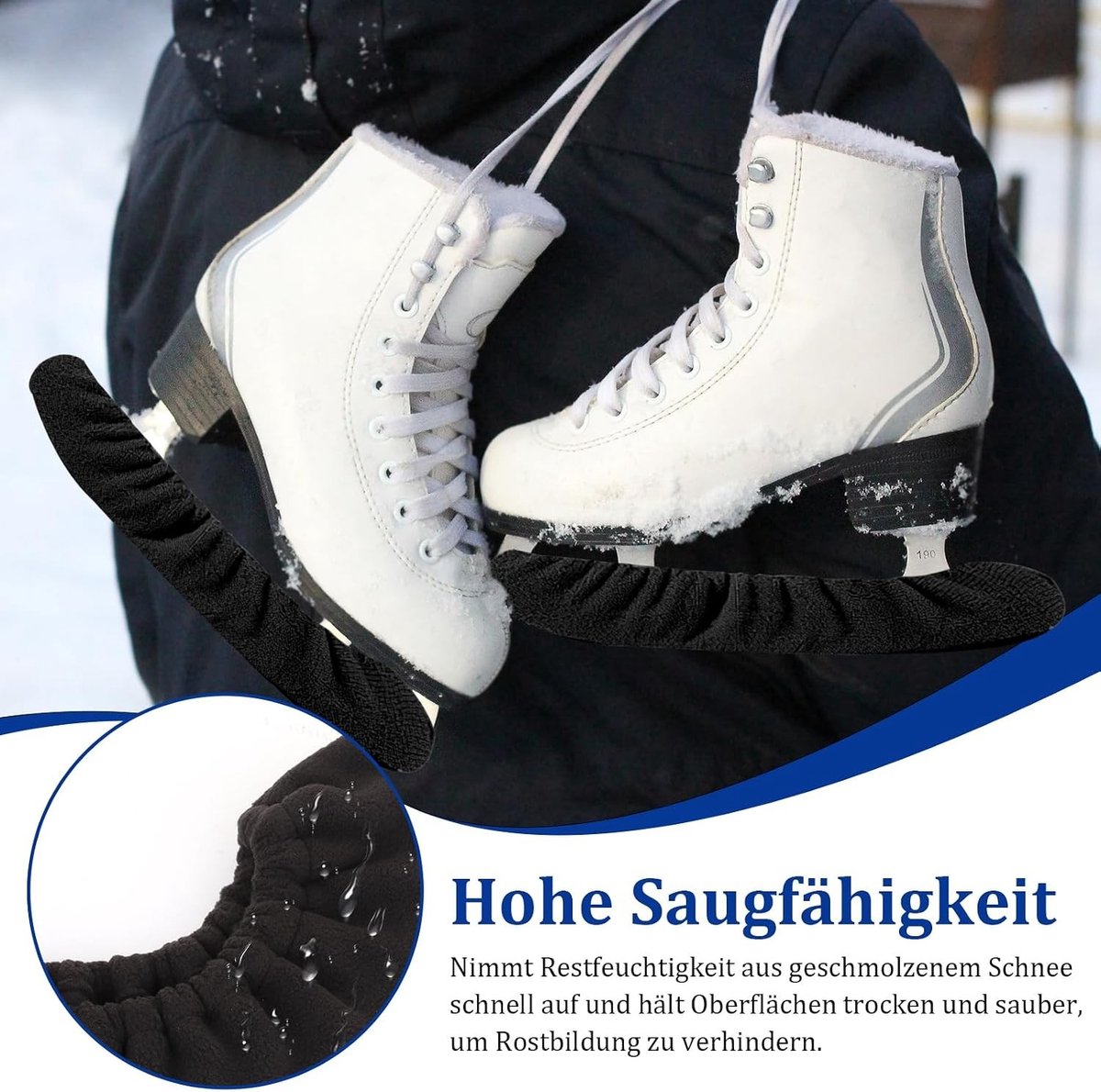 Elastische schaatsbeschermers in zwart voor dames, heren en kinderen - Ideaal voor ijshockey en schaatsen, bescherm je schaatsen met deze duurzame accessoires