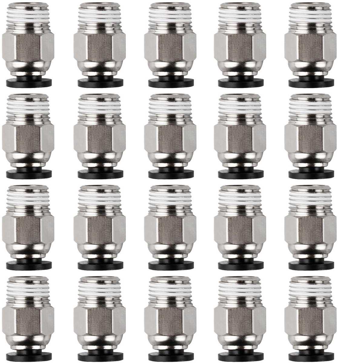 20 Stuks Pneumatische Stekkers, Recht Pneumatische Koppeling, M10 Draad Pneumatische Connector voor 3D Printers, Snelle Koppeling, Luchtdrukverbinding