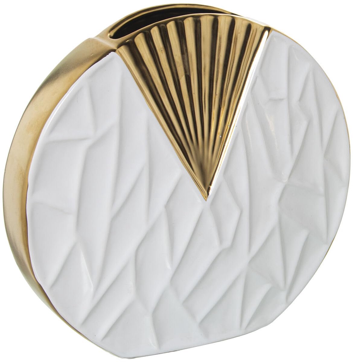 Vaas wit goud - keramiek 9 x 25 x 23 cm - sfeervolle decoratie - ShopVlot