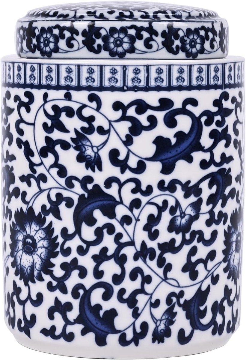 Gemberpot porselein - blauw en wit - antieke stijl - elegant voor bloemen - ShopVlot