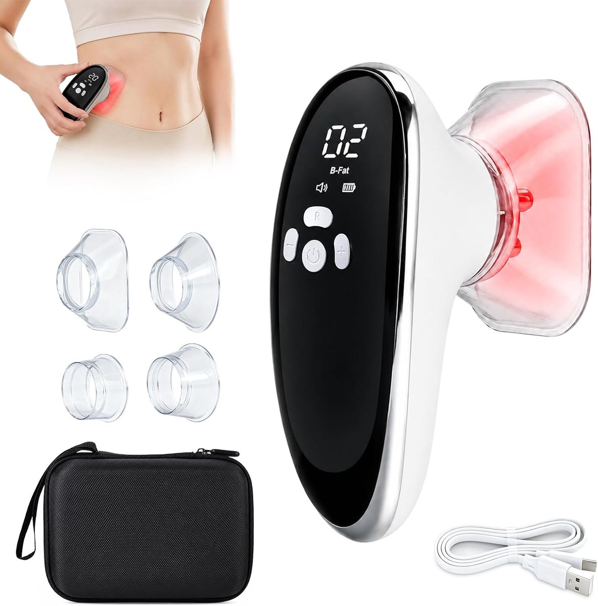 Cup-massageapparaat 3-in-1 - EMS & rood licht - cellulitisbehandeling - voor een gladde huid - ShopVlot