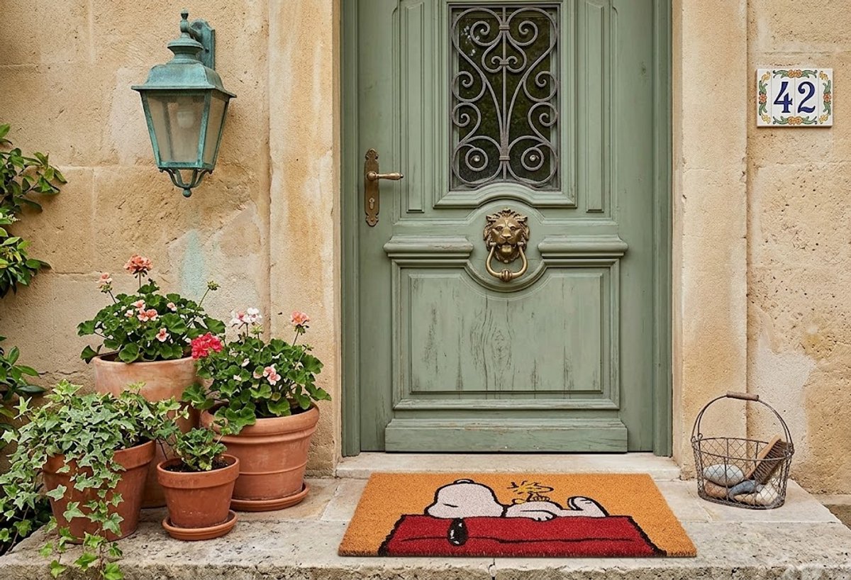 Maison Elara Snoopy Deurmat - Antislip Kokosmat 40 x 60 cm - Buitendeurmat Binnen Zwart