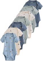 Next - Jongens - Set van 7 babyrompertjes met korte mouwen - Blauw