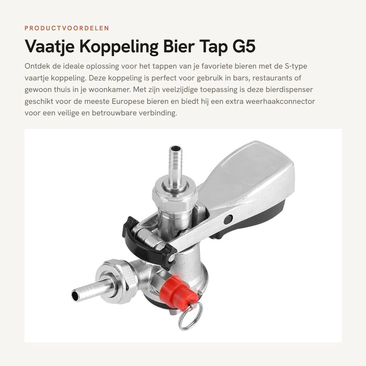 Dailygoods- Biervat Koppeling S-Type - Bier Dispenser - Koppeling voor Thuis - Geschikt voor Bar/Restaurant - Eenvoudig in Gebruik - Brede Toepassing - Bierdispenser