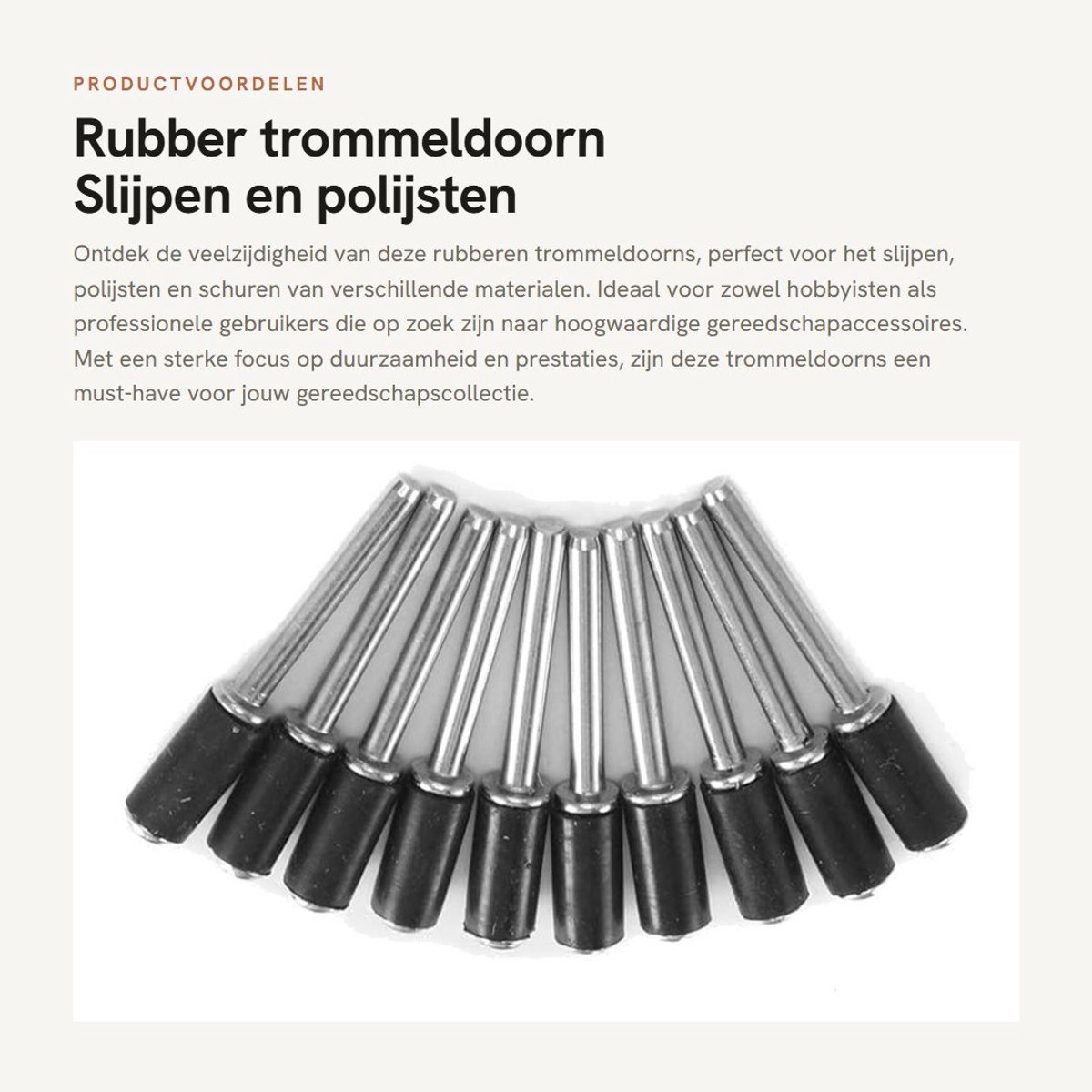 Dailygoods- Trommeldoorn 10 Stuks - Rubber - Slijpmachine Accessoire - Polijsten/Snijden - Schuren - 2,35 mm Schachtdiameter - Duurzaam Metaalmateriaal - Schuurdoorn