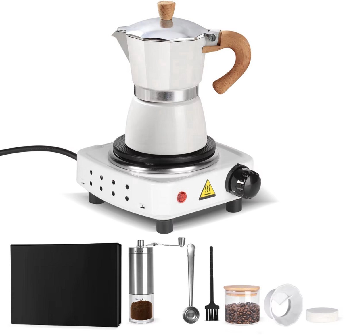 Espresso Wit - koffiemaker, Percolator en Moka pot - Voor Dagelijks Gebruik, Thuis en Professioneel Gebruik