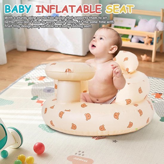 Opblaasbare Baby Stoel - Babyzitje Badje - Comfortabel Zitten - Ingebouwde Luchtpomp - 49 x 35 cm - Blauw — afbeelding 3