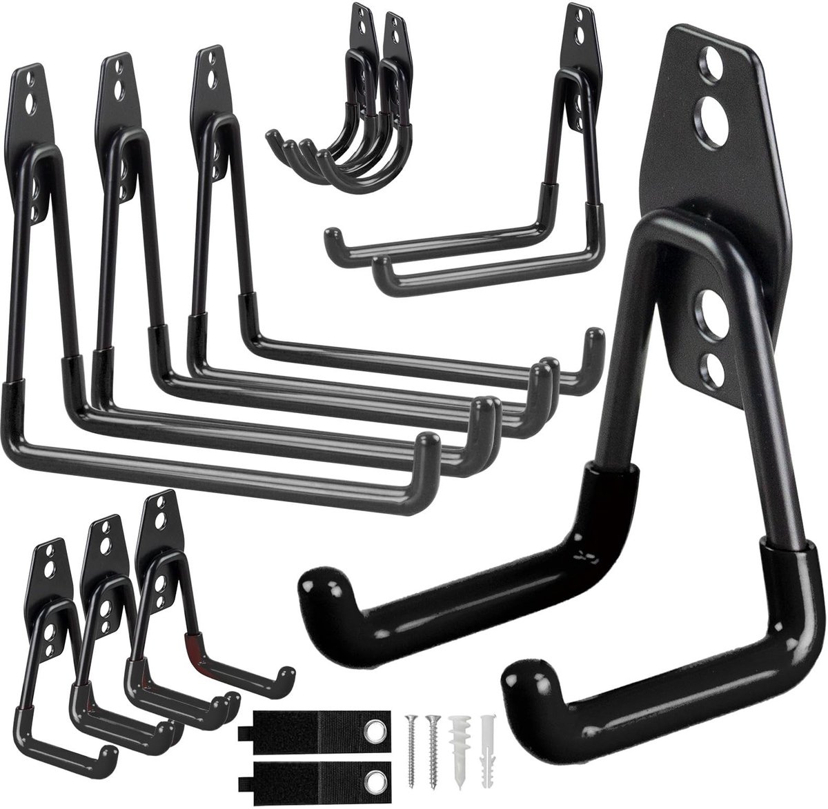 Omgoods - Set van 12 Zware Garagehaken voor Wandopslag - Perfect voor Fietsen en Tuingereedschap