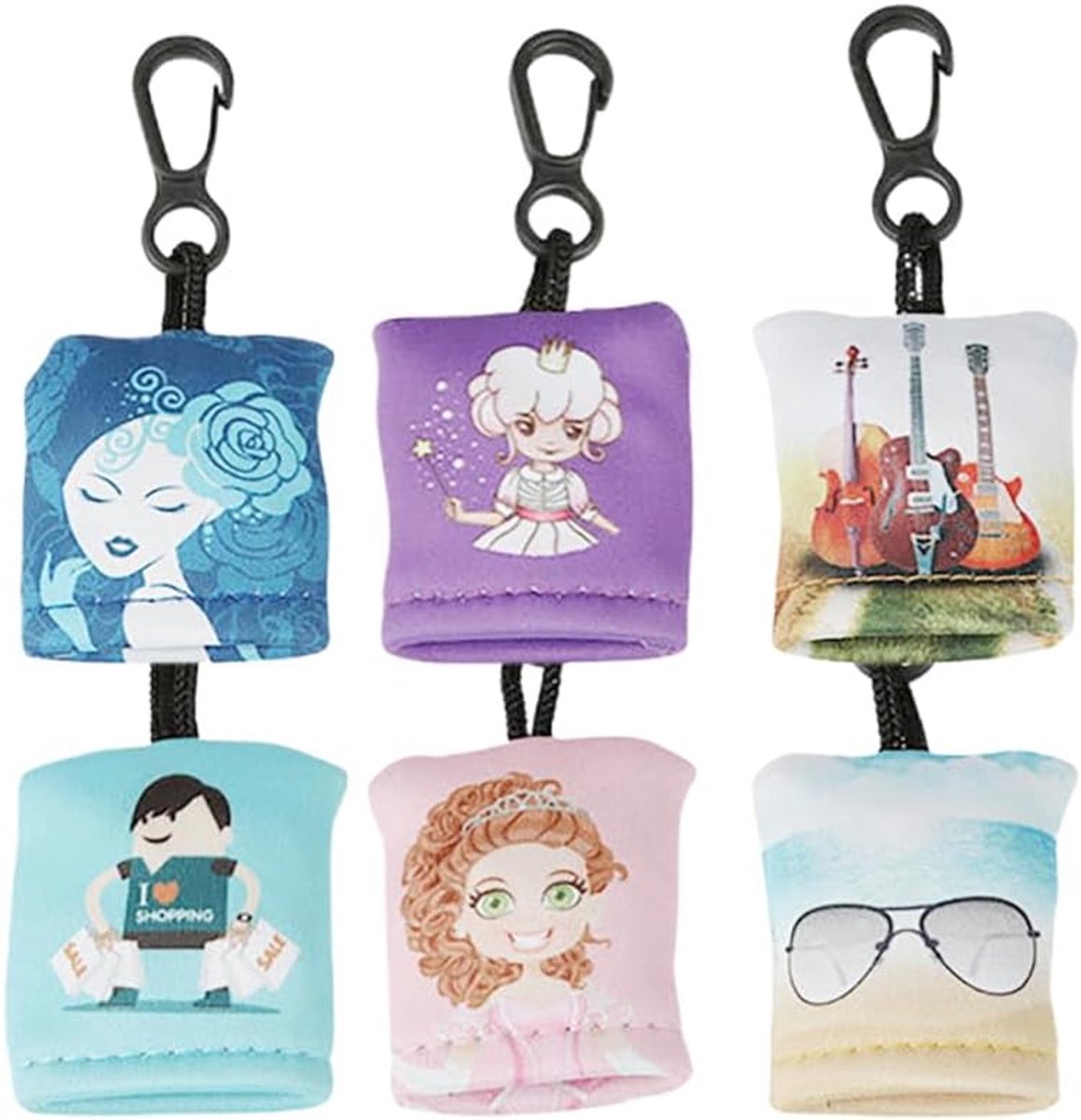6 stuks brillenpoetsdoeken met sleutelhanger, multifunctionele reinigingsdoekjes voor mobiele telefoon, cameraschermen, zachte glazenreiniger, zonder krassen, compact en licht, voor onderweg
