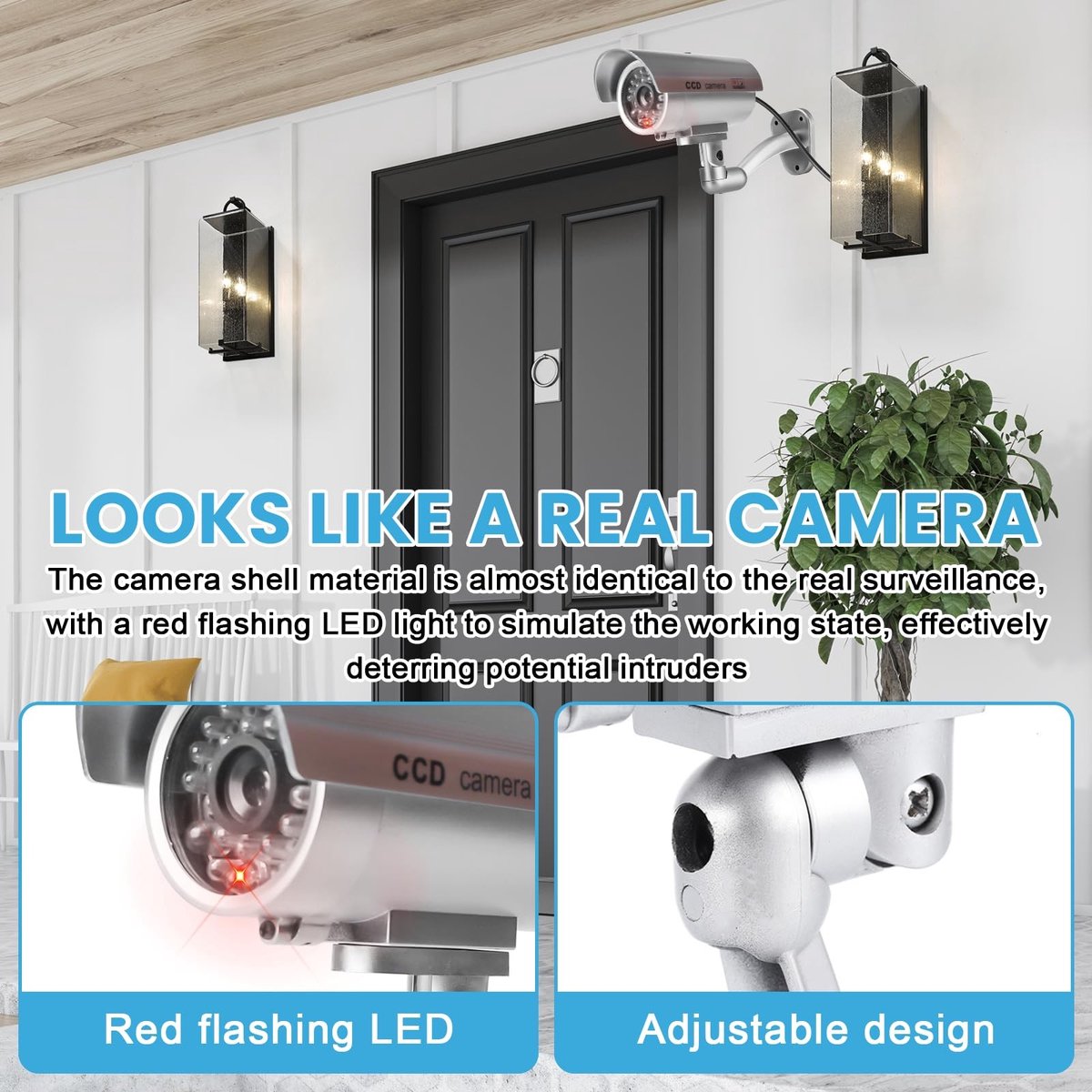 Omgoods - 3 Stuks Dummy Outdoor Beveiligingscamera met LED Licht - Vervangende Beveiligingscamera