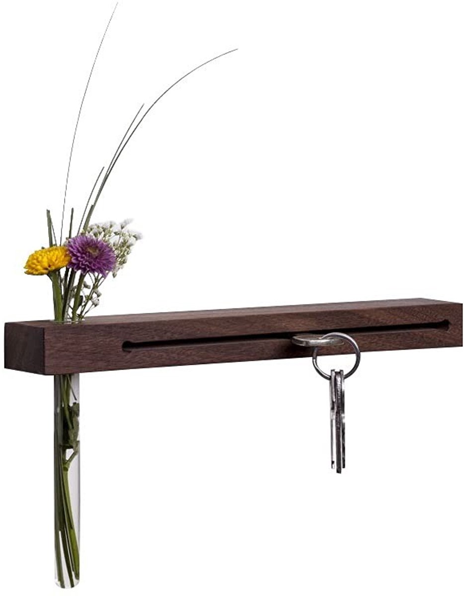 Omgoods - Houten Sleutelhanger met Bloempot en Testbuis