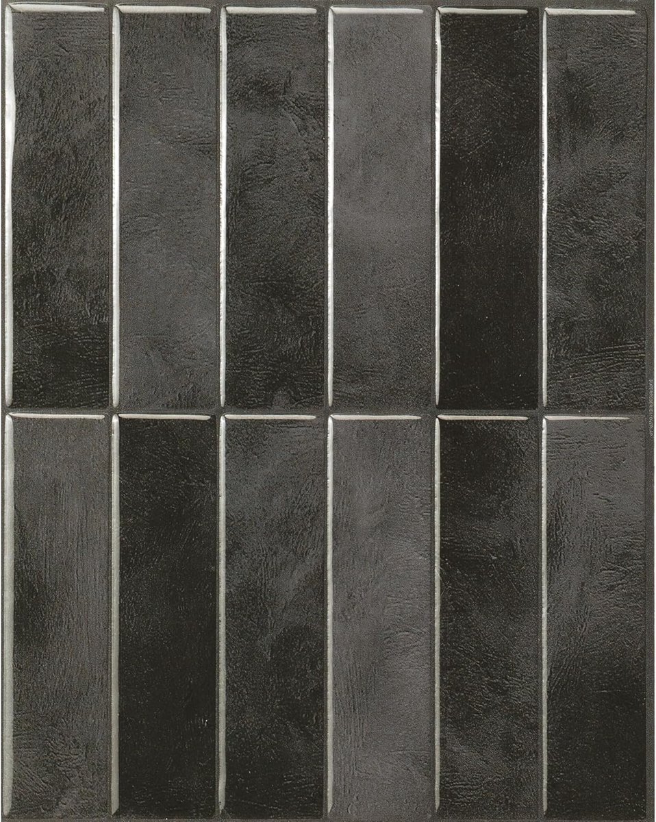 Tiles Plaktegels Keuken en Badkamer - Morocco Zwart, Zelfklevende Tegelstickers & Wandpanelen PVC, 5 Peel & Stick Tegels 29x22,86 cm, Hittebestendig, Makkelijk te Installeren, Gemaakt in Canada