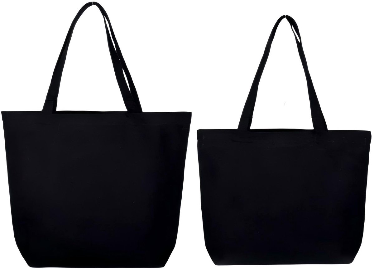 Omgoods - Set van 2 Grote Katoenen Shopper met Rits