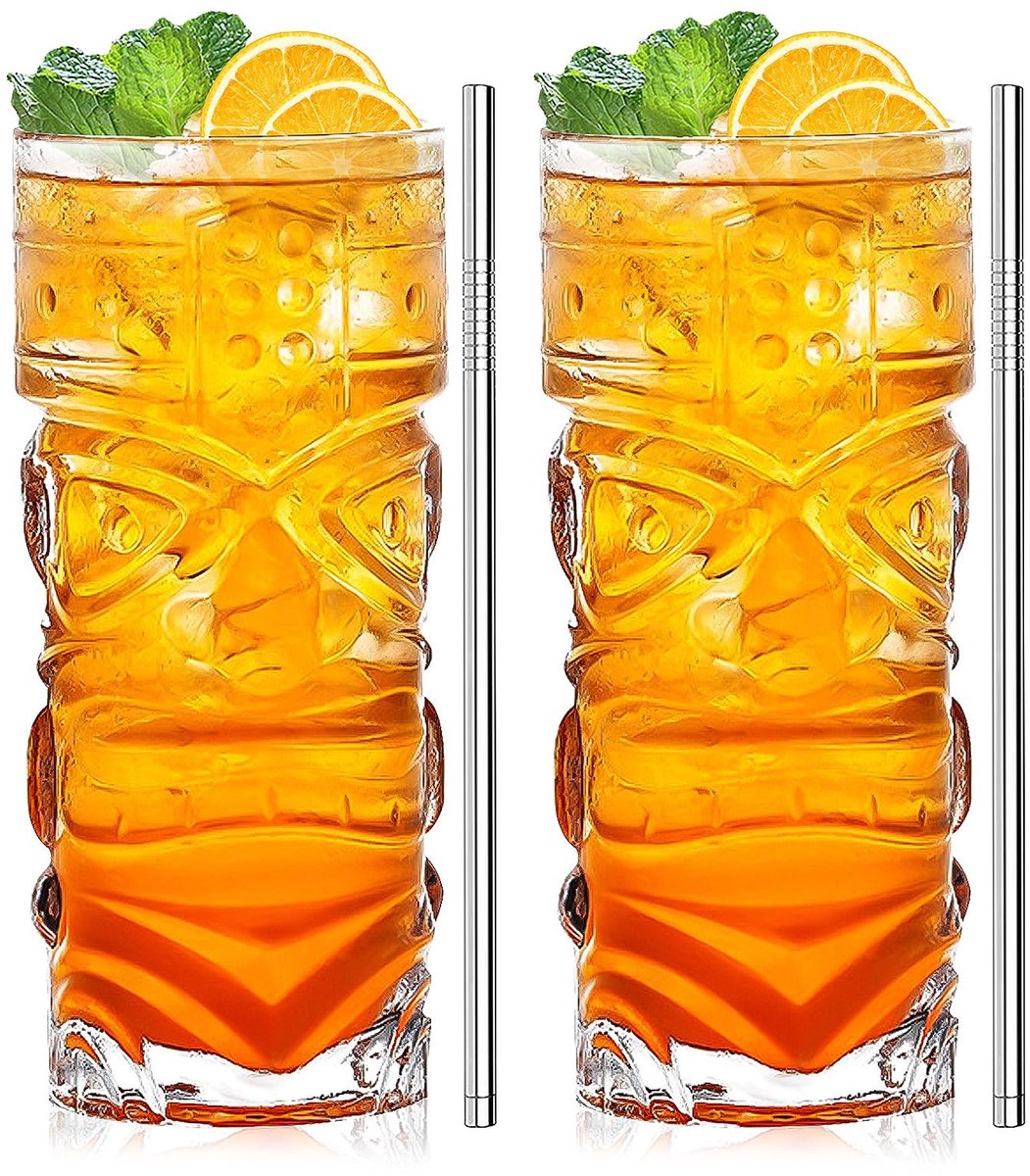 Omgoods - Clear Tiki Glazen Set van 2 - 415 ml voor Tropische Cocktails