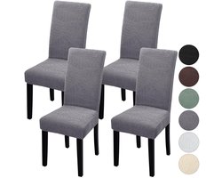 Omgoods - Fuloon Stretch Stoelhoezen Set van 4 - Jacquard Leaf Design