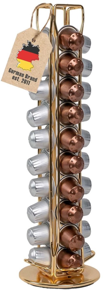 Omgoods - Koffiecapsulehouder voor Nespresso Capsules, 360 Graden Draaibaar in Goud