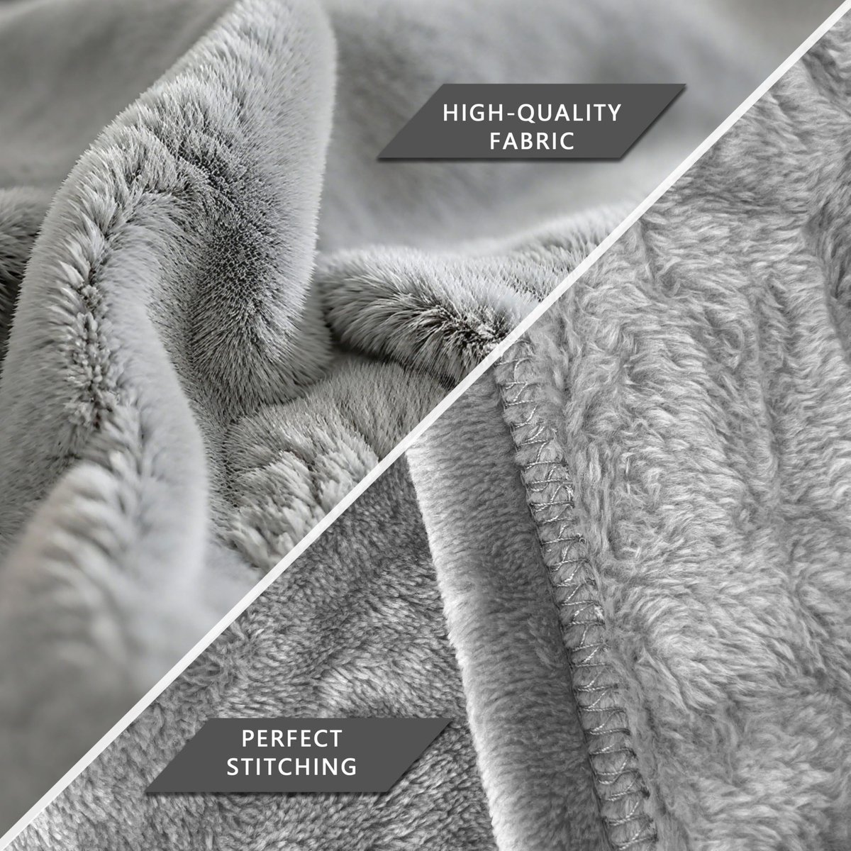 Omgoods - Extra Grote Fleece Deken voor Bed - Zacht en Warm in Grijs (230x270 cm)