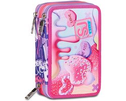 Omgoods - SJ Gang Pennenetui met 3 Ritsen - Roze Sphere Full Girl