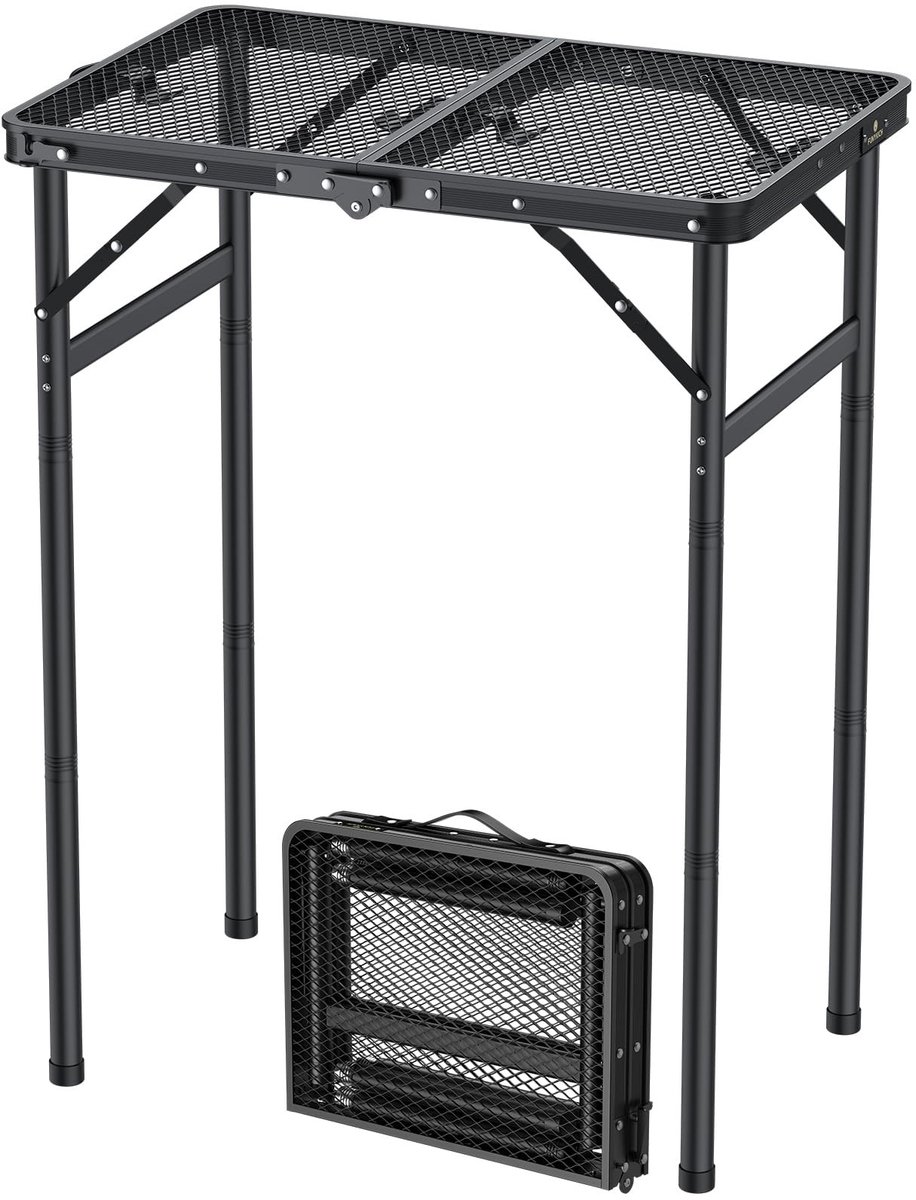 Omgoods - Draagbare Barbecue Tafel - Verstelbare Hoogte - 60 x 40 cm - Lichtgewicht Aluminium