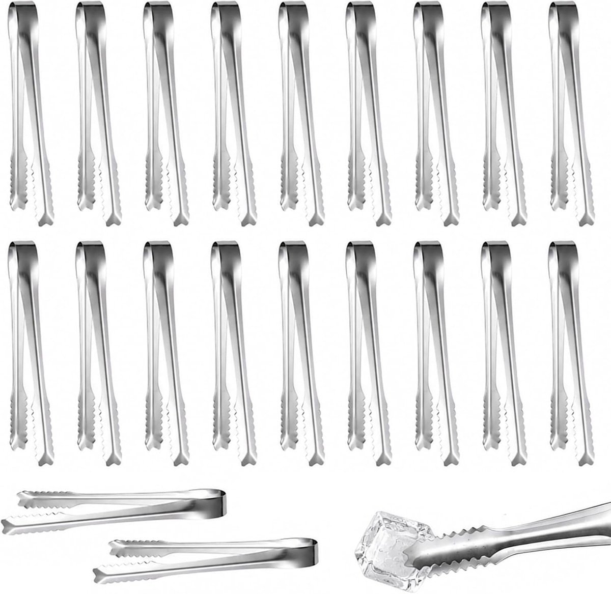 20 stuks keukentang, snoeptang, snoeptang, keuken, mini-suikertang, roestvrij stalen suikertang, serveertang, snoep, roestvrij staal, ijstang, voor bar, bruiloft, feest, barbecue, buffet, picknick