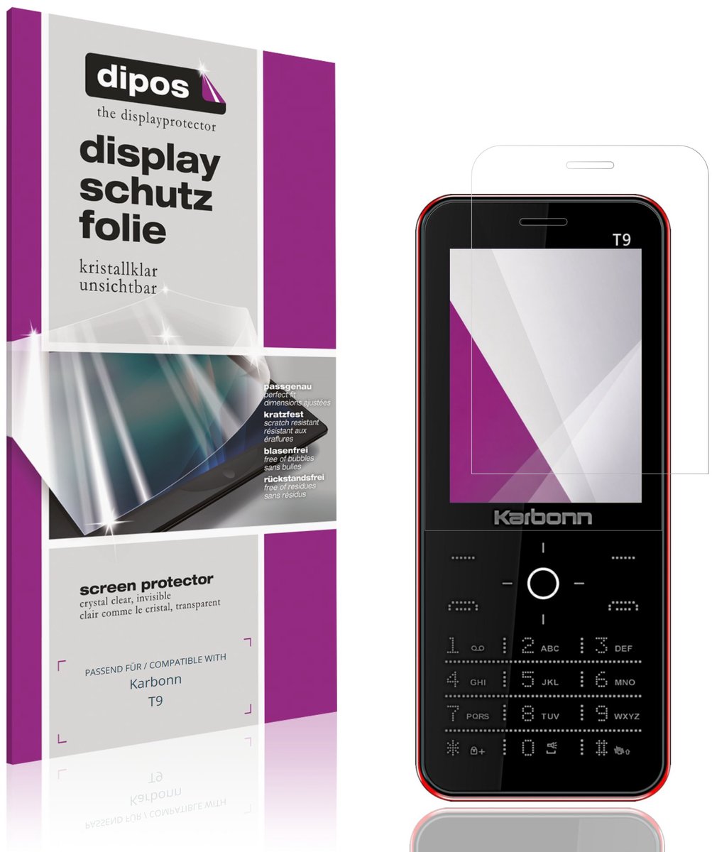 dipos – 4x Beschermfolie geschikt voor Karbonn T9 | Krasbestendige & heldere Screenprotector Ultra-Thin