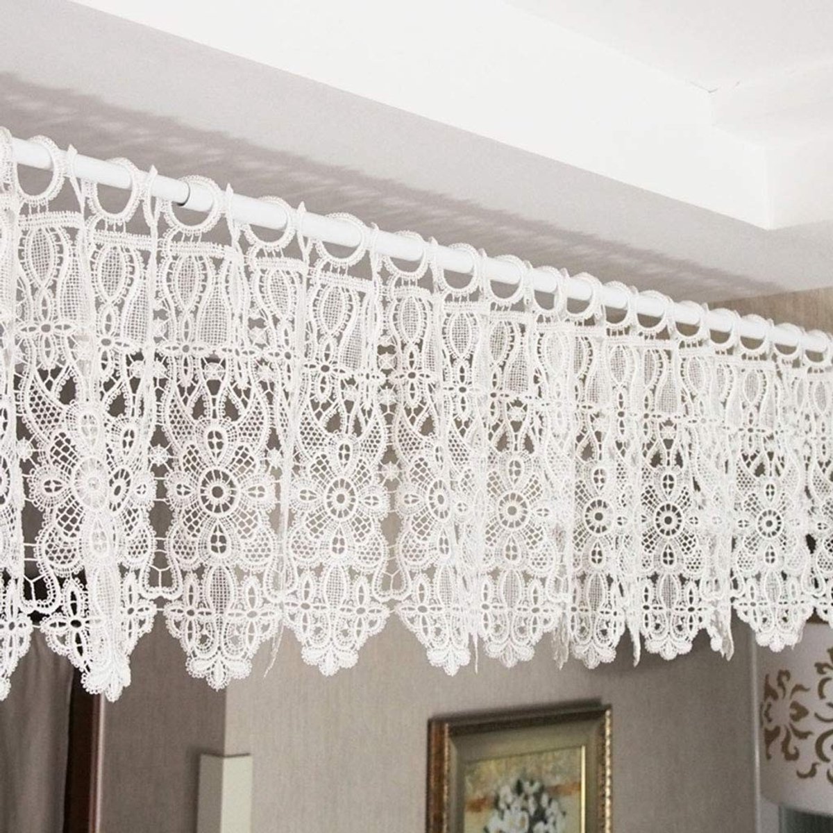 Omgoods - Korte Netgordijnen met Bloemenpatroon - Country House Style 250 x 30 cm