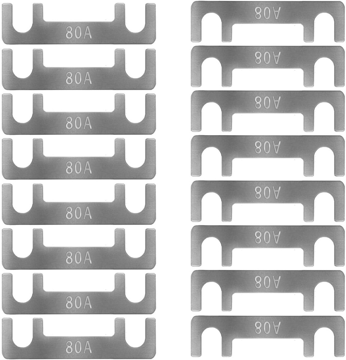 Platte Zekeringstrips 16 Stuks Autozekering 80A Voor Auto's Campers Maximale SpanningTot 32V | Stripzekering 80a zekeringsstrip bladzekering maximale spanning tot 32V voor auto camper