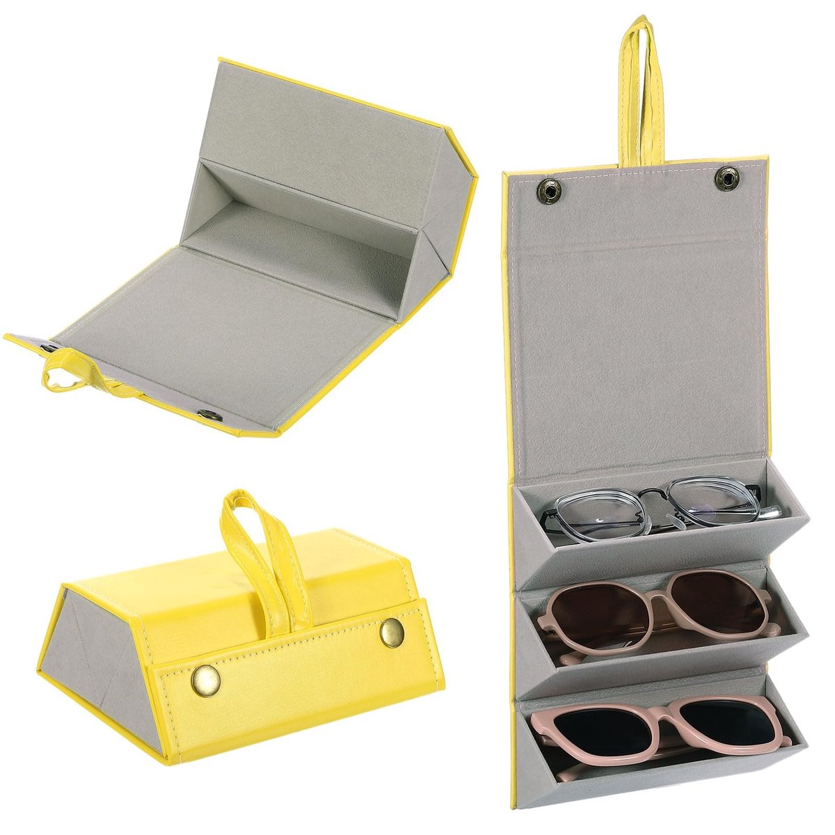 Omgoods - Reiskoker voor Zonnebrillen - Opvouwbare Houder met 3 Slots