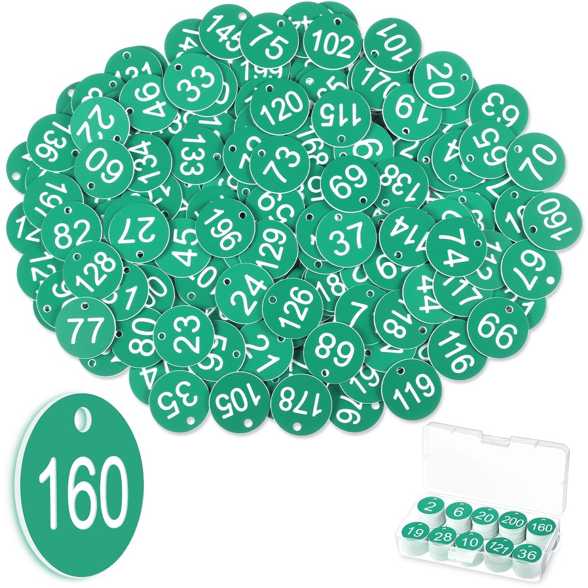 Omgoods - 200 Stuks Plastic Tafelnummer Labels met Gat