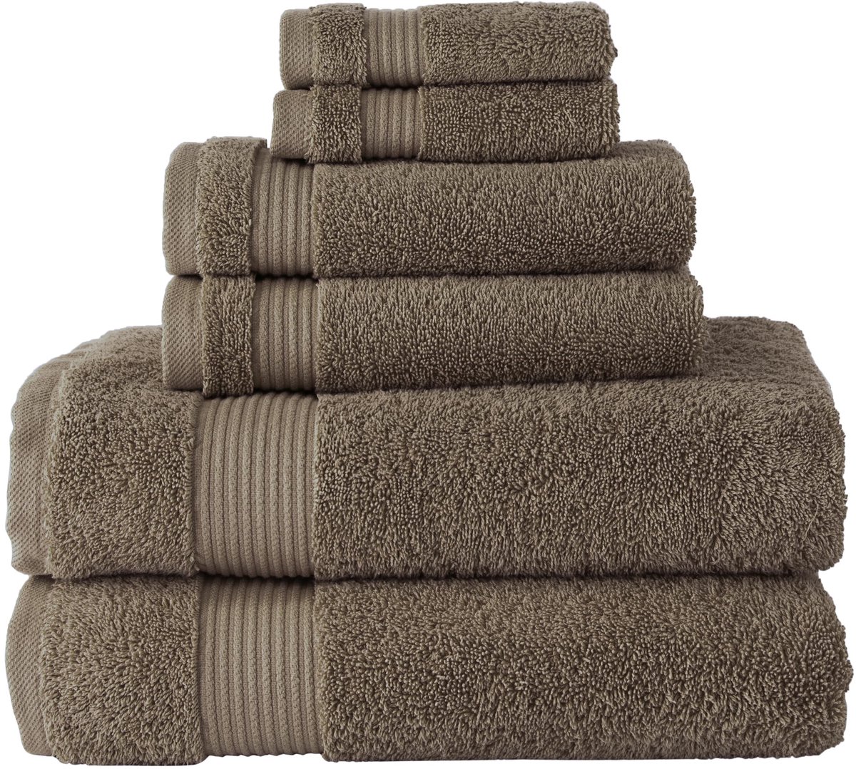 Omgoods - Serenity 6-Piece Turkse Handdoeken Set - 100% Katoen, 600 g/m², Luxe Comfort in Coffee