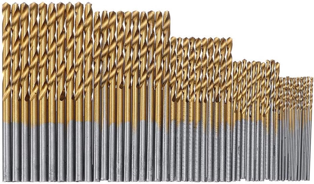 50st. 1mm-3mm HSS Titanium Gecoate Twistboren Hoge Snelheidsstaal Boor voor Hout Kunststof Aluminium