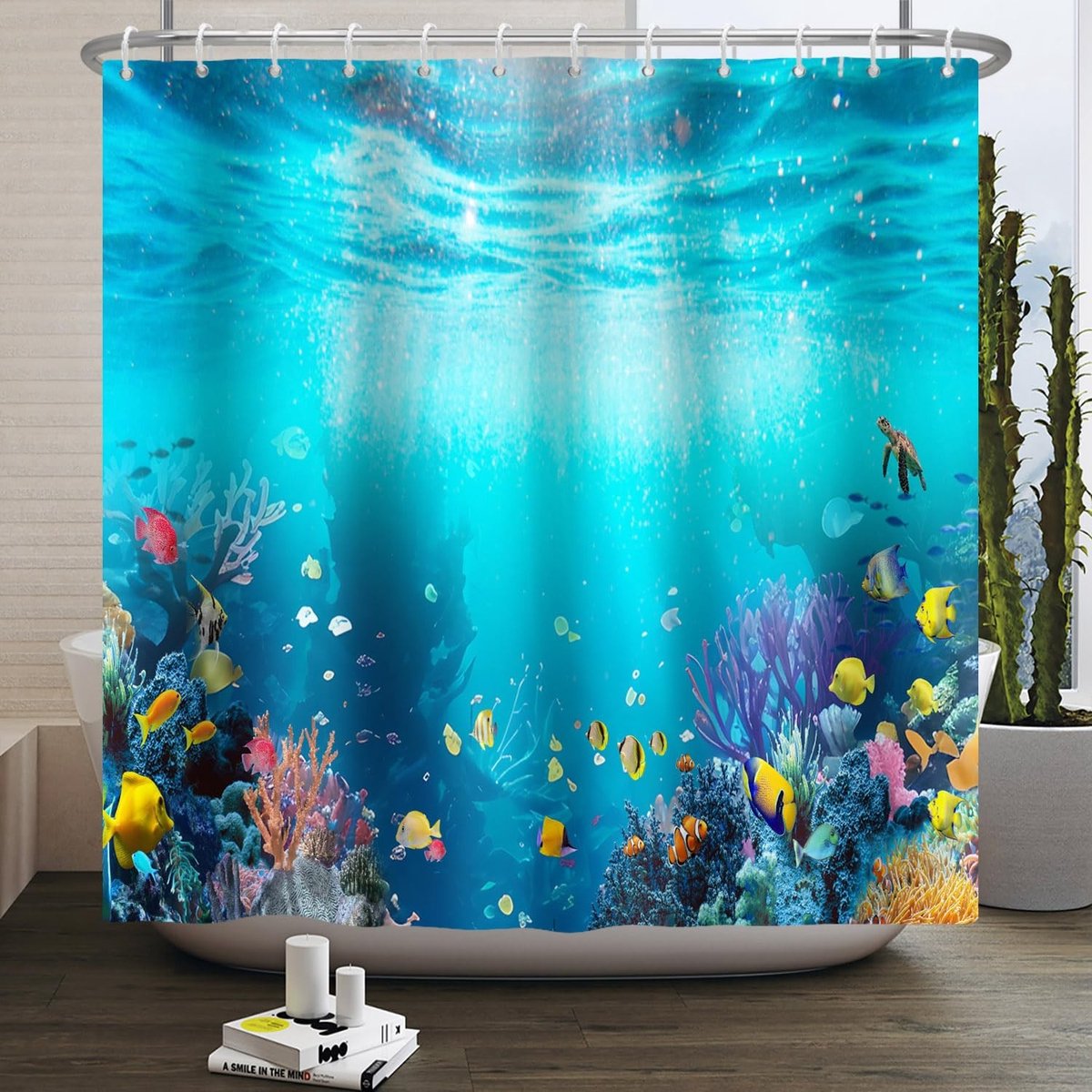 Omgoods - Kleurrijke Onderwater Wereld Douchegordijn 180x213cm met Haken