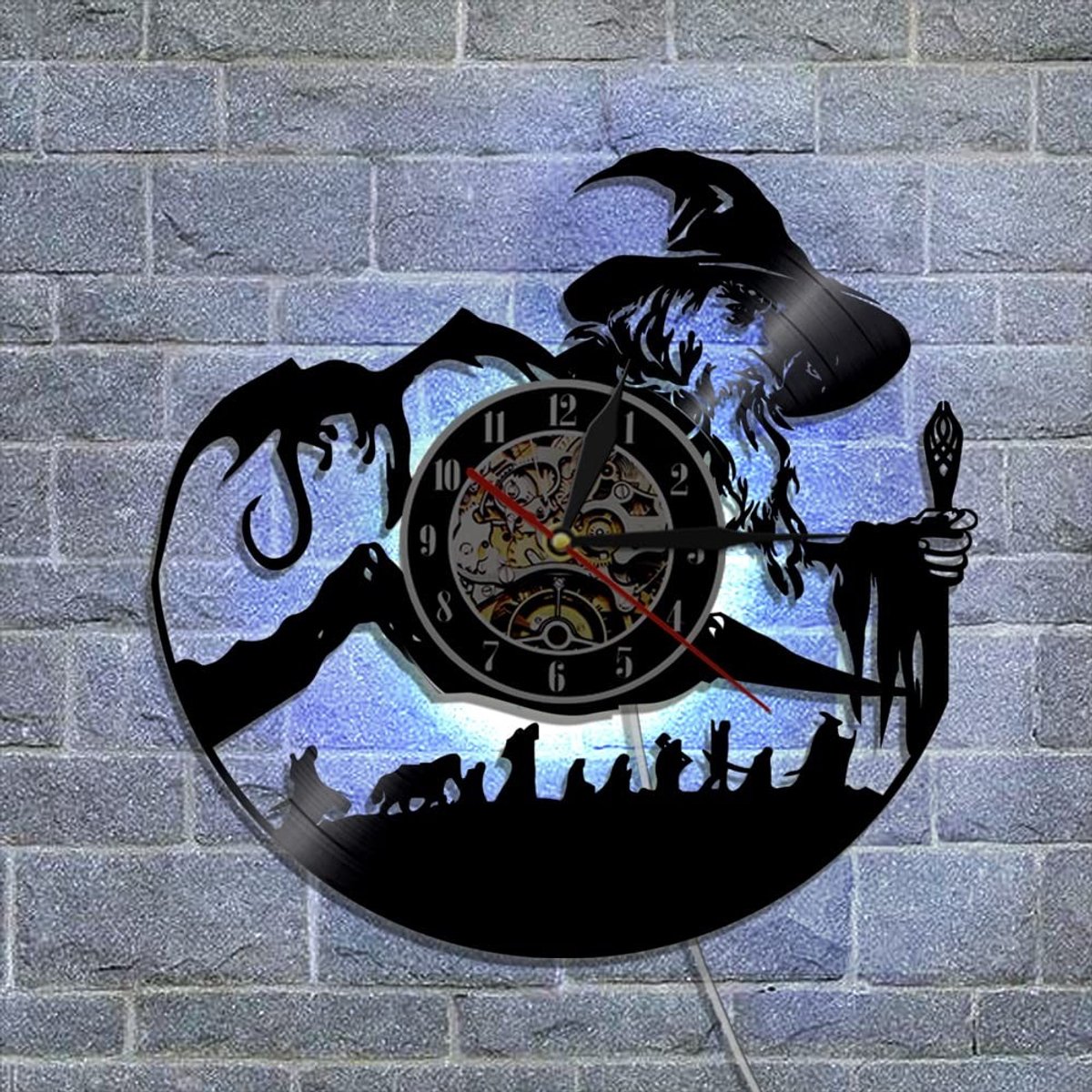 Omgoods - Vinyl Wandklok met LED Nachtlamp - Perfect Cadeau voor Fans