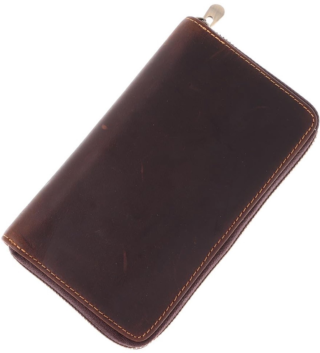 Omgoods - Pennen Organizer met Ritssluiting - Luxe PU Leren Pouch in Bruin