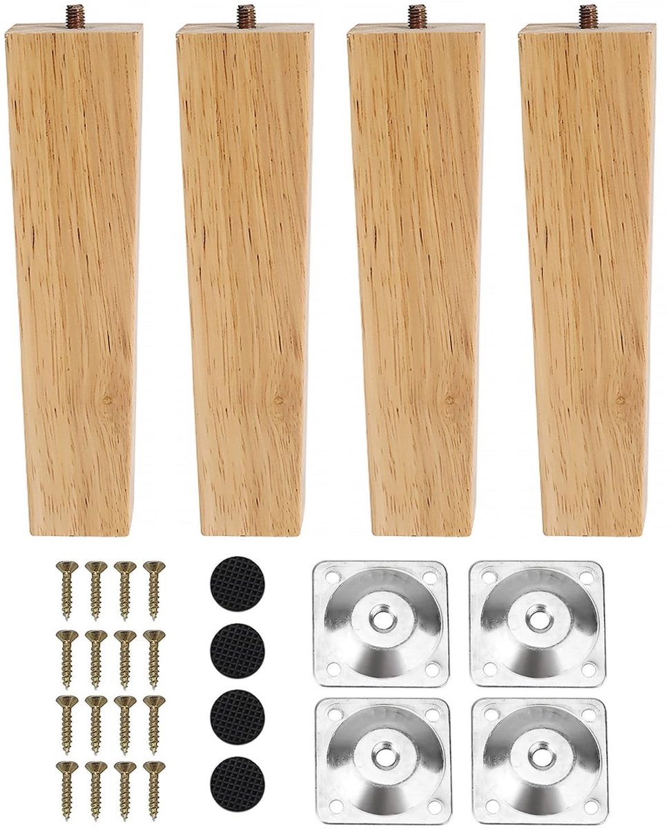 Omgoods - 4 Stuks Houten Meubelpoten 20cm - Vervangingspoten voor Stoelen en Tafels