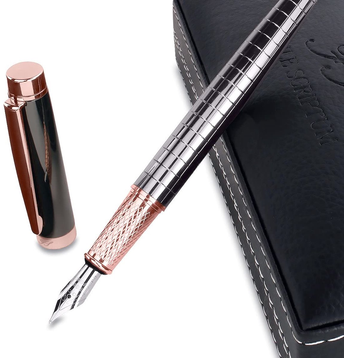 Omgoods - Luxe Vulpen met Stijlvolle Leren Etui - Model Alice Rosé