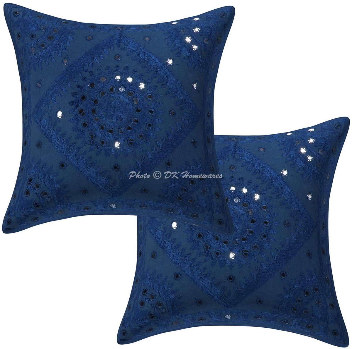 Omgoods - Set van 2 Etnische Kussenslopen met Spiegelborduurwerk - 40x40 cm