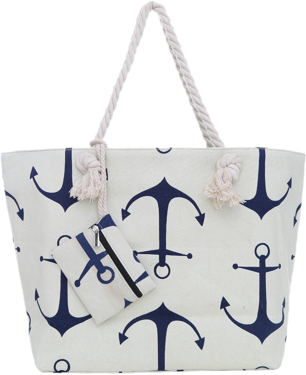 Omgoods - Grote Strandtas met Rits - 58 x 38 x 18 cm