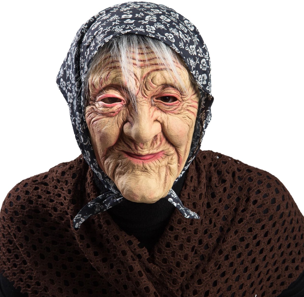 Omgoods - Carnaval Speelgoed - Masker van Oude Vrouw met Hoofddoek