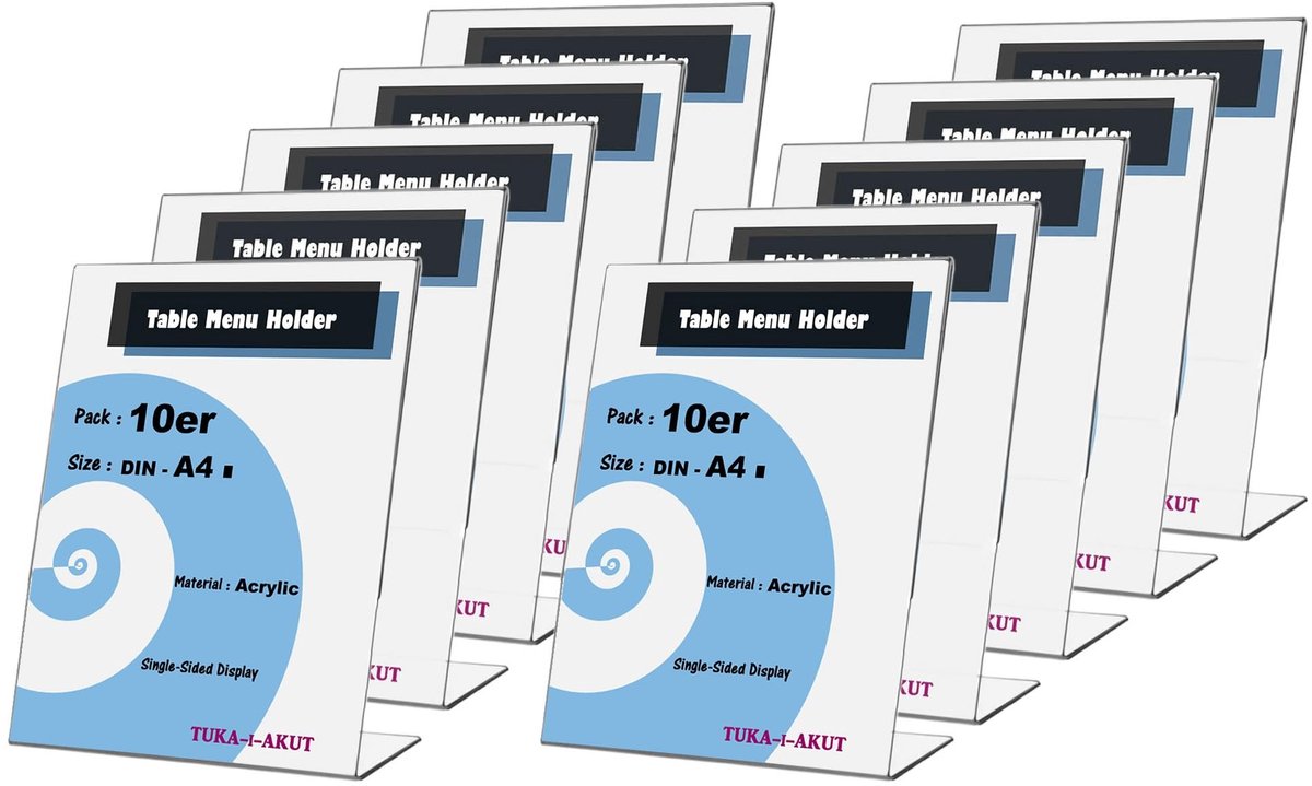 Omgoods - 10x A4 Acryl Display Standaards - Duidelijke Menuhouders